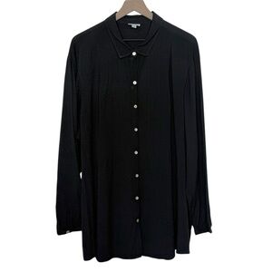 J. Jill Black Crepe Button Up Long Sleeve Collared Shirt Size 4X